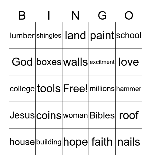 Alabaster Bingo Card