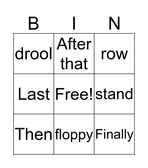 L-7 SPELLING LIST 1-15 LET'S PLAY BINGO! Bingo Card