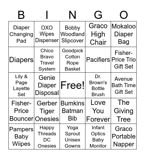 Anna & Jeff's Baby Shower Bingo Card