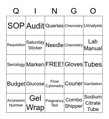 QINGO - Lab Week - Name _________________________ Bingo Card