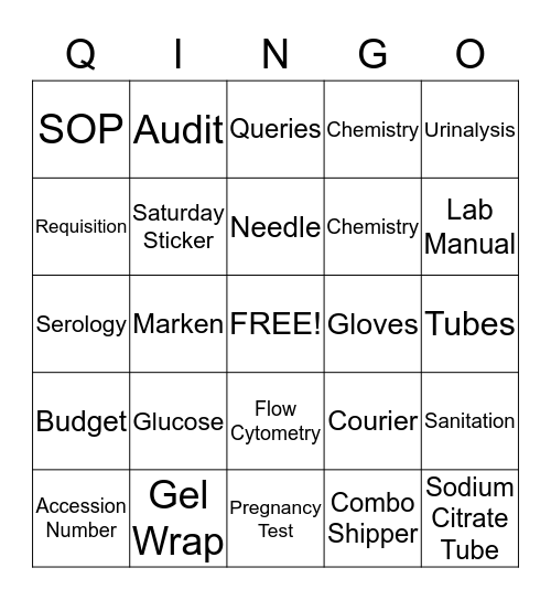 QINGO - Lab Week - Name _________________________ Bingo Card