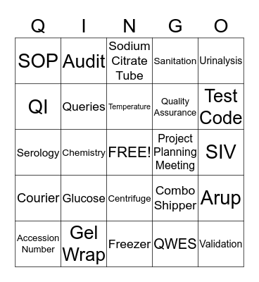 QINGO - Lab Week - Name _________________________ Bingo Card