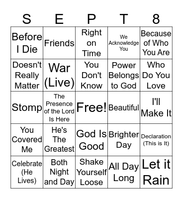 Joanna's Gospel Bingo Card