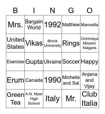 Bingo Card