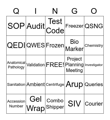 QINGO - Lab Week - Name _________________________ Bingo Card