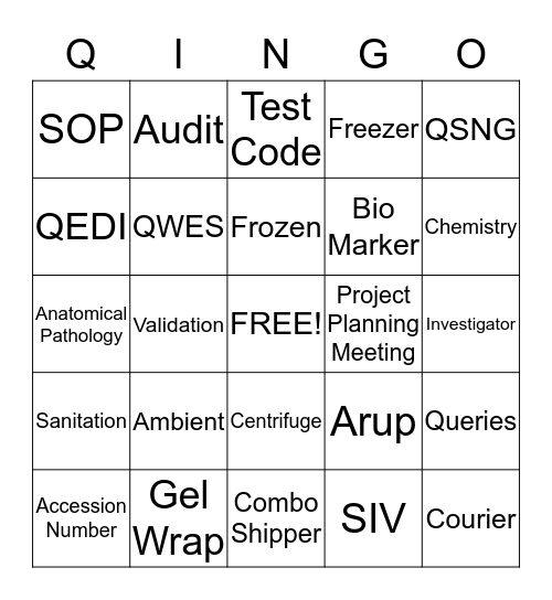 QINGO - Lab Week - Name _________________________ Bingo Card