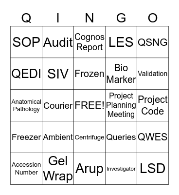 QINGO - Lab Week - Name _________________________ Bingo Card