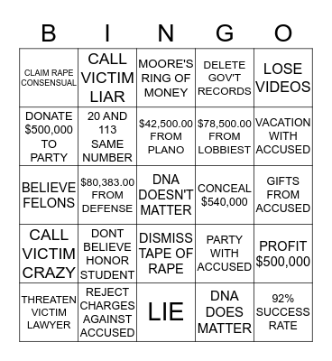 Moore Spin Bingo Card