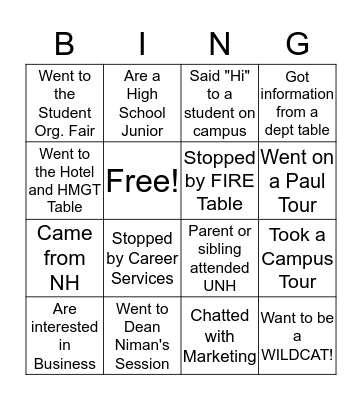 Paul College Undergraduate Programs Bingo Card