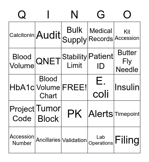 QINGO - Lab Week - Name _________________________ Bingo Card