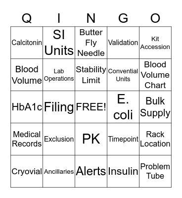 QINGO - Lab Week - Name _________________________ Bingo Card