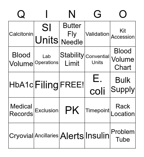 QINGO - Lab Week - Name _________________________ Bingo Card