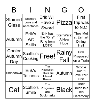 WEDDING BINGO Card