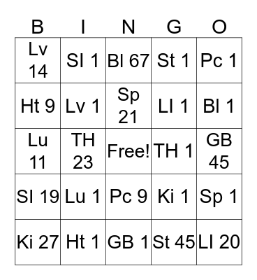 Beginning & End point bingo Card