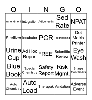 QINGO - Lab Week - Name _________________________ Bingo Card