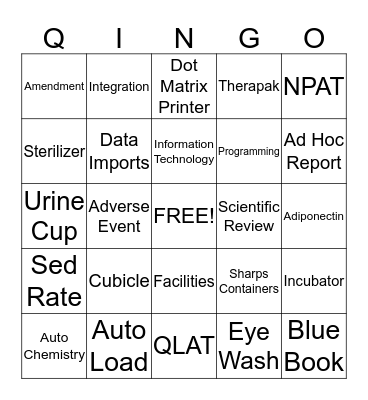 QINGO - Lab Week - Name _________________________ Bingo Card