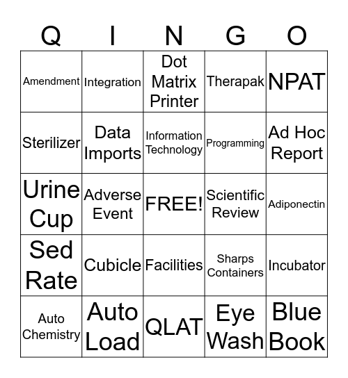 QINGO - Lab Week - Name _________________________ Bingo Card