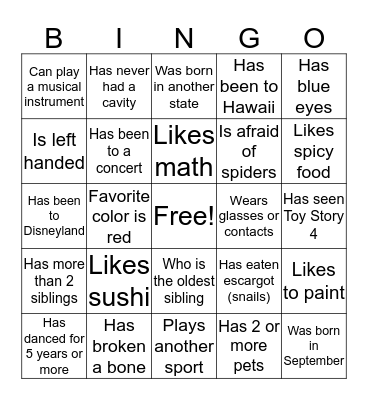Find Someone Who... Bingo Card
