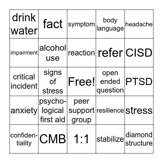 CISM Bingo Card