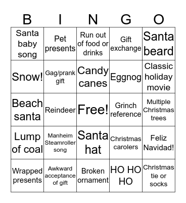 Christmas Bingo Card