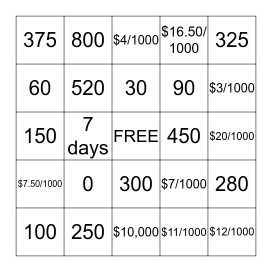 Stair Step Bingo! Bingo Card