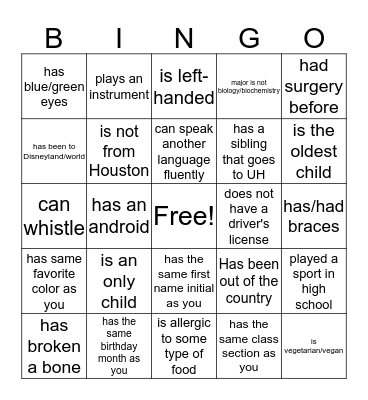 Find Someone Who... Bingo Card