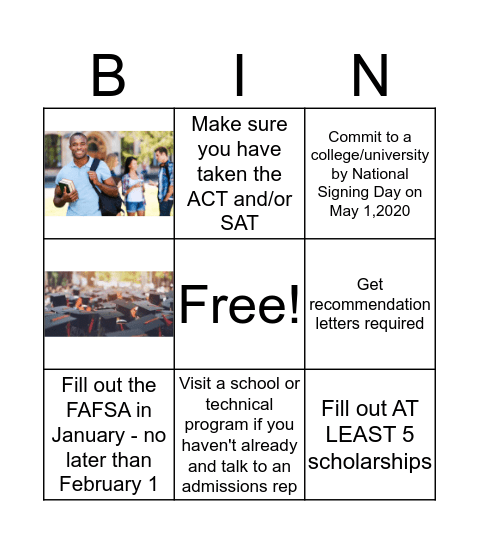 Path to College BINGO Card