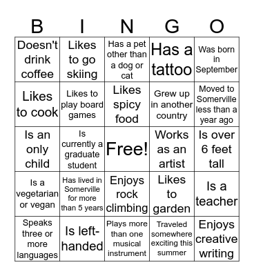 Find someone who… Bingo Card