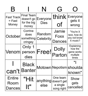 Beat Shazam Bingo Card