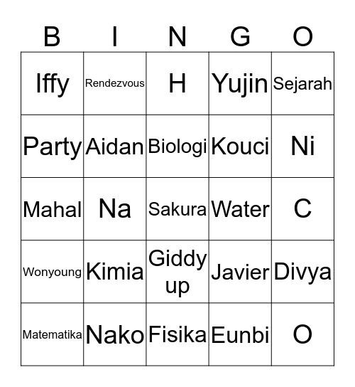 Emi Bingo Card