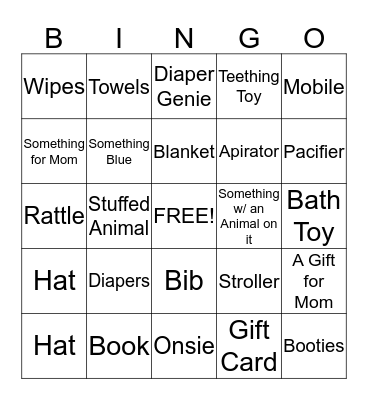 Molisha & Baby Bingo Card