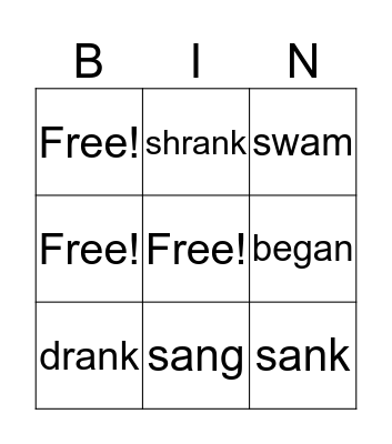 Irregular Verbs: Group 1 Bingo Card