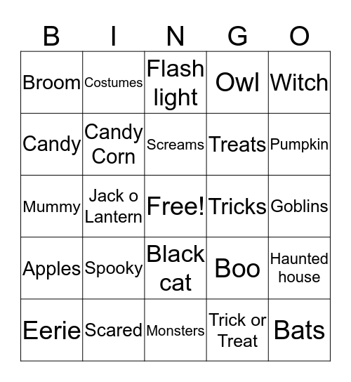 Halloween Bingo Card