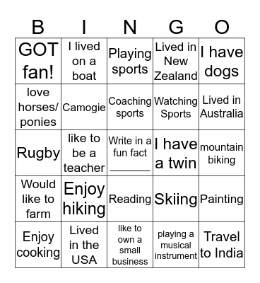 KM Boot Camp Profile Bingo Card