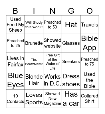 Preaching Bingo Card