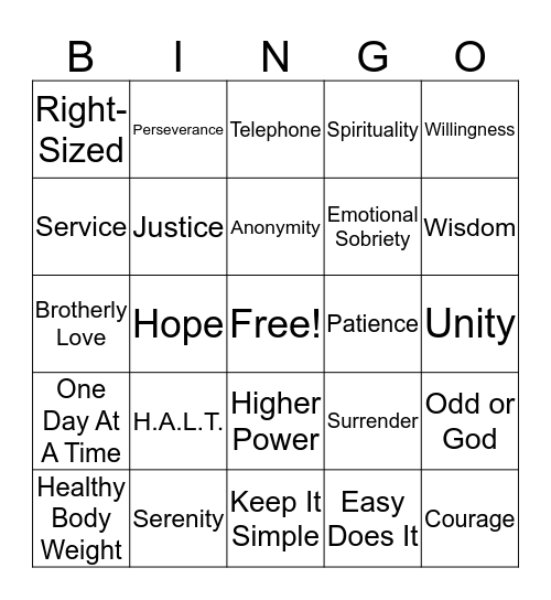 OA Women's Retreat 2019 Bingo Card