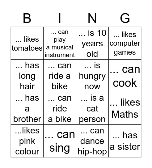 Find a person who... Bingo Card