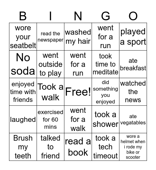 Wellness BINGO Card