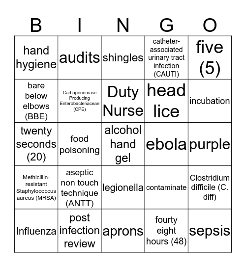 BUG Bingo Card