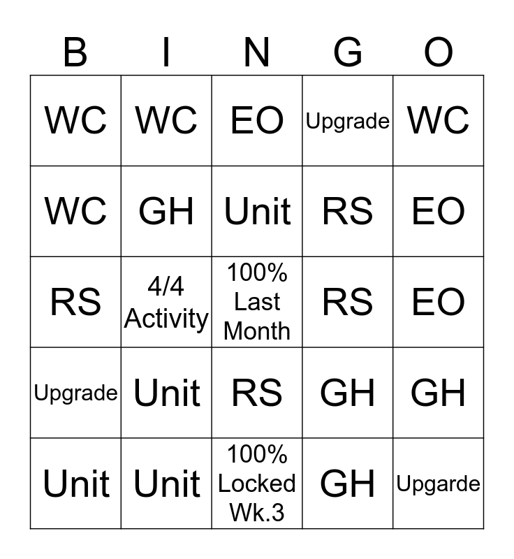September Bingo Card