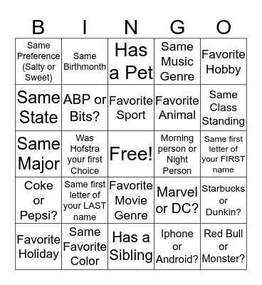 SOCIAL Bingo Card