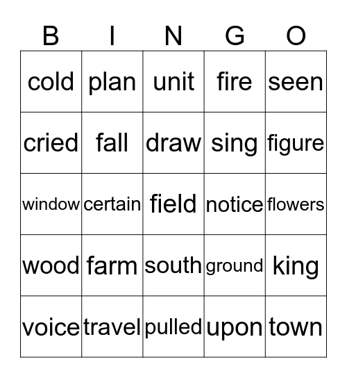 Sight Word (Card 4) Bingo Card