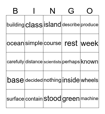 Sight Word (Card 6) Bingo Card