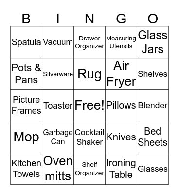 Bridal Shower Bingo Card