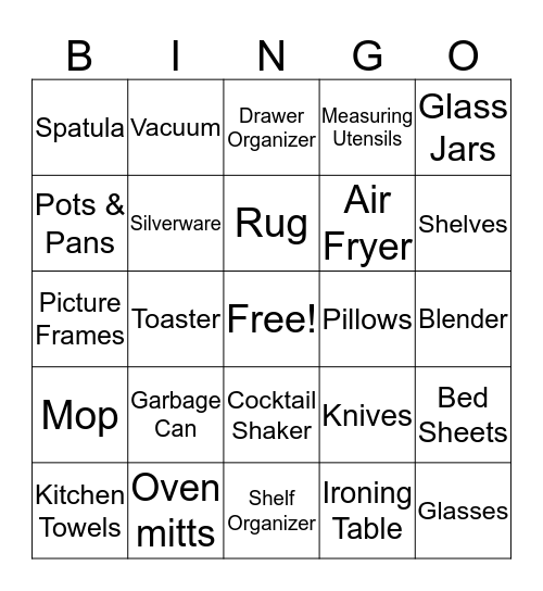 Bridal Shower Bingo Card