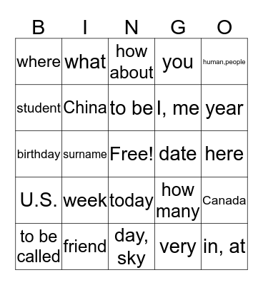 Review Bingo 1 Bingo Card
