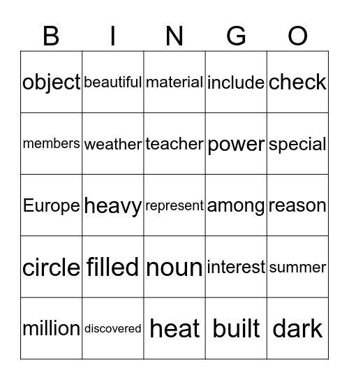 Sight Word (Card 8) Bingo Card