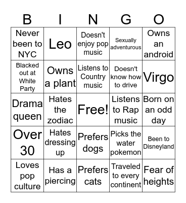 O4Bingo Card