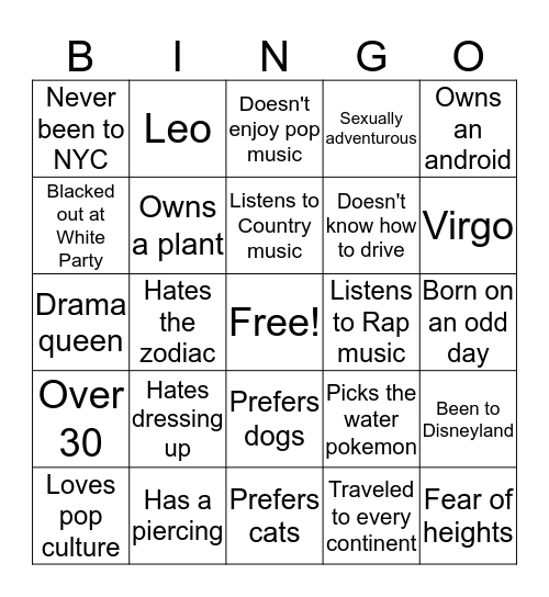 O4Bingo Card