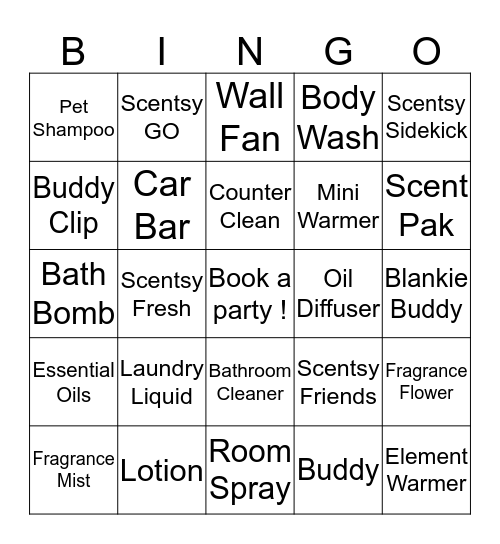 Scentsy Bingo! Bingo Card